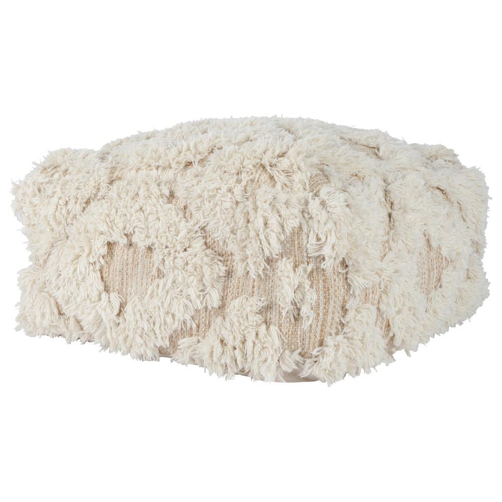 Lyla 24 Wide Square Beige Pouf by Kosas Home