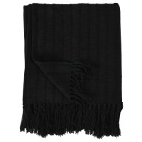 Hendri 50x 70 Throw Blanket in Black by Kosas Home