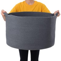 Proate Xxxl Large Dark Gray Woven Cotton Rope Basket Blanket Baskets Living Room 22