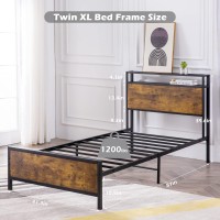 Gazhome Twin Xl Bed Frame, Platform Bed With 2-Tier Storage Headboard, Solid And Stable, Noise Free, No Box Spring Needed, Easy Assembly (Twin Xl)