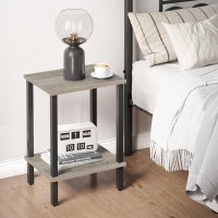 Tutotak End Table Side Table Nightstand 2Tier Storage Shelf Sofa Table For Small Space Living Room Bed Room Tb01Bg034