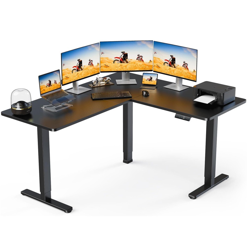 Ergear 63 Dual Motor L Shaped Standing Desk 2846 Electric Height Adjustable 2 Assembly Options To Fit Room Corner Suit