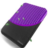 Airllantry Purple Gel Seat Cushion, Gel Seat Cushion For Long Sitting- Back Pain, Sciatica, Tailbone Pain Relief Pad, Seat Cushion For Office Chair, Wheelchair Cushion, Car Cushion, Long Trips
