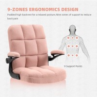 Seatzone Home Office Chair Ergonomic Executive Desk Chair Comfortable Computer Chair With Flip-Up Arms,Faux Fur Chair With Lumbar Support,Pink