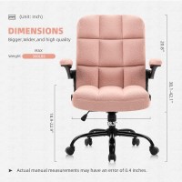 Seatzone Home Office Chair Ergonomic Executive Desk Chair Comfortable Computer Chair With Flip-Up Arms,Faux Fur Chair With Lumbar Support,Pink