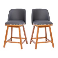 Julia Set of 2 Transitional 24 Inch LeatherSoft Upholstered Counter Stools