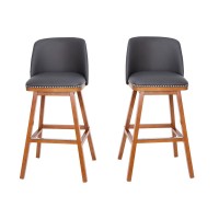 Julia Set of 2 Transitional 30 Inch LeatherSoft Upholstered Barstools