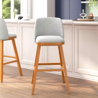 Julia Set of 2 Transitional 30 Inch Faux Linen Upholstered Barstools