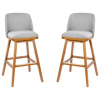 Julia Set of 2 Transitional 30 Inch Faux Linen Upholstered Barstools