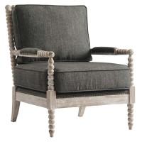 Modway Revel Fabric Upholstered Armchair In Natual Gray 34.5 X 28.5 X 37