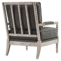 Modway Revel Fabric Upholstered Armchair In Natual Gray 34.5 X 28.5 X 37