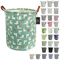 Collapsible Laundry Basket - Godenmoning 62.8L Large Sized Round Waterproof Storage Bin With Handles,Home Decor,Toy Organizer,Children Nursery Hamper. (Teal Alpaca)