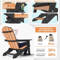 YEFU Adirondack Chair, Oversized Plastic Adirondack Chair Folding Outdoor Chairs with Cup Holder, Lawn Chair with Weather Resistant for Outside Deck Lawn Garden, Weight Capacity Up to 400 Lbs -Black