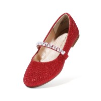 Dream Pairs Little Kid Serena-100-Redglitter Girls Mary Jane Ballerina Flat Shoes - 11 M Us Little Kid