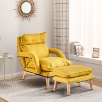 Tukailai Lazy Chair With Ottoman, Modern Accent Lounge Chair With Footstool, Leisure Sofa Armchair With Footrest And 5 Angles Reclining Function, Comfy Relaxing Chair For Bedroom Living Room (Yellow)