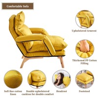 Tukailai Lazy Chair With Ottoman, Modern Accent Lounge Chair With Footstool, Leisure Sofa Armchair With Footrest And 5 Angles Reclining Function, Comfy Relaxing Chair For Bedroom Living Room (Yellow)