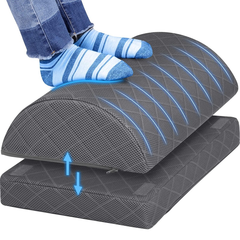 Cushzone Foot Rest For Under Desk At Work Adjustable Foam For Office, Work, Gaming, Computer, Gift, Home Office Accessories Back & Hip Pain Relief (Grey)