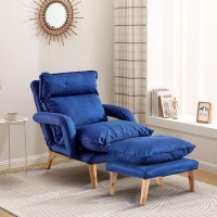 Tukailai Lazy Chair With Ottoman, Modern Accent Lounge Chair With Footstool, Leisure Sofa Armchair With Footrest And 5 Angles Reclining Function, Comfy Relaxing Chair For Bedroom Living Room (Blue)