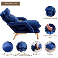 Tukailai Lazy Chair With Ottoman, Modern Accent Lounge Chair With Footstool, Leisure Sofa Armchair With Footrest And 5 Angles Reclining Function, Comfy Relaxing Chair For Bedroom Living Room (Blue)