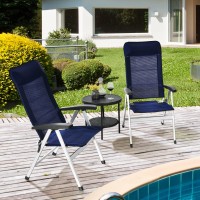 Tangkula Set Of 2 Patio Folding Chairs, Portable Reclining Chairs With 7-Position Adjustable Back & Padded Headrest, Outdoor Indoor High Back Chaise Lounge Armchair For Poolside, Yard, Lawn, Navy