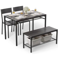 Gizoon Kitchen Table And 2 Chairs For 4 With Bench 4 Piece Dining Table Set For Small Space Apartment