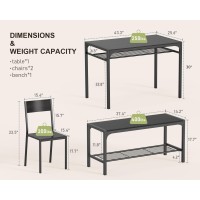 Gizoon Kitchen Table And 2 Chairs For 4 With Bench 4 Piece Dining Table Set For Small Space Apartment