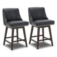 Chita Counter Height Swivel Barstools Fsc Certified 26 H Seat Height Upholstered Bar Stools Set Of 2 Faux Leather In Black