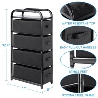 4 Drawer Narrow Dresser Fabric Storage Tower Vertical Slim Chest Organizer Nightstand Sideend Table Small Standing Organizer Re