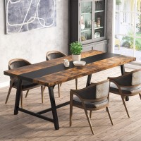 Tribesigns Dining Table For 8 People 7087Inch Rectangular Wood Kitchen Table With Strong Metal Frame Industrial Large Long D