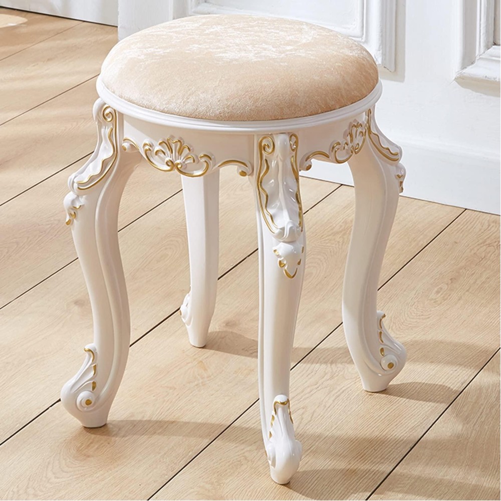 Lojoo Vanity Benches Ground Vanity Stool,Dressing Stoo Makeup Stool, Padded Bench, Piano Seat Chair Bench In Bedroom Bathroom,Abs Plastic Steel Leg, 43Cm (Color : Gold Flannel)