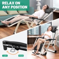 Lilypelle Zero Gravity Chair, Padded Recliners Premium Lawn Recliner Folding Portable Chaise Lounge With Headrest And Cup Holder, Reclining Patio Lounger Chair