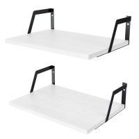 Sriwatana Floating Shelves Wall Mounted Set Of 2 Rustic Wood Shelves With Large Capacitywashed White