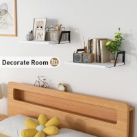 Sriwatana Floating Shelves Wall Mounted Set Of 2 Rustic Wood Shelves With Large Capacitywashed White