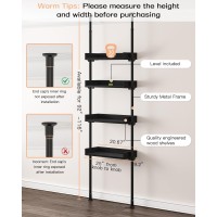 Allzone 4 Tier Over The Toilet Storage, Adjustable Wood Over Toilet Bathroom Organizer, Freestanding Shelves, Fit Most Showers Over The Toilet Shelf, 92 To 116 Inch Tall, Black