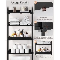 Allzone 4 Tier Over The Toilet Storage, Adjustable Wood Over Toilet Bathroom Organizer, Freestanding Shelves, Fit Most Showers Over The Toilet Shelf, 92 To 116 Inch Tall, Black