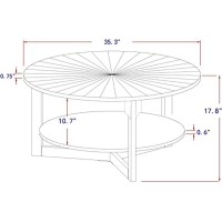 Ds-Homeport Wood Round Coffee Table For Living Room, 2 Tier Circle Rustic Coffee Table With Storage, Coffee Table For Apartment, Easy Assembly (Light Brown,35