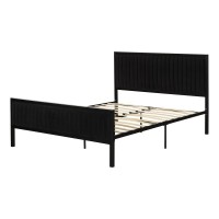 Maliza Upholstered Metal Bed Pure Black