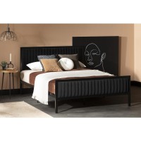 Maliza Upholstered Metal Bed Pure Black