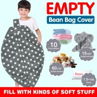 Lukeight Stuffed Animal Storage Bean Bag Chair Cover For Kids  Zipper Beanbag Chair Cover For Organizing Toddler & Kids' Rooms Plush Toys (Stars Gray Velvet  Large)