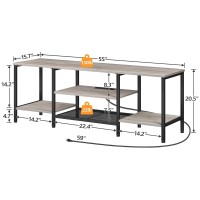 Hoobro Tv Stand With Power Outlets To 65 Inches Tv Console Table With Open Storage Shelves Cabinet Industrial Media Entertainm