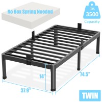 Fuiobyvv Twin Bed Frames With Round Corner Edge Legs 14 Inch High 3500 Lbs Heavy Duty Metal Platform Bed Frame Twin Size No Bo