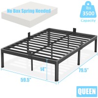 Fuiobyvv Queen Bed Frame With Round Corner Edge Legs 14 Inch High 3500 Lbs Heavy Duty Metal Platform Bed Frame Queen Size No B