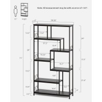 Gizoon 71??Industrial Bookshelves For Storage, Tall Display Etagere 8-Shelves For Bedroom, Metal Frame Staggered Bookcases For Bedroom, Living Room, Home Office, Black