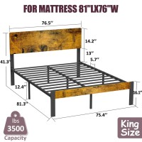 Bilily Bed Frame With Wooden Headboard And Footboard, Metal Platform Bed Frame With Strong Steel Slat Support, Mattress Foundation/No Box Spring Needed/Non-Slip/Noise Free (King)