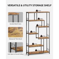 Gizoon 71??Industrial Bookshelves For Storage, Tall Display Etagere 8-Shelves For Bedroom, Metal Frame Staggered Bookcases For Bedroom, Living Room, Home Office, Retro