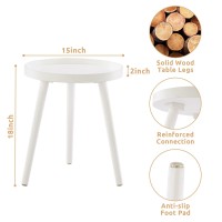 Apicizon Round White Side Table, Tray Nightstand Coffee End Table For Living Room, Bedroom, Small Spaces, Easy Assembly Bedside Table, 15 X 18 Inches