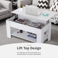 Fdw Lift Top Coffee Table With Hidden Compartment And Storage Shelf Wooden Lift Tabletop For Home Living Room Reception Room Off