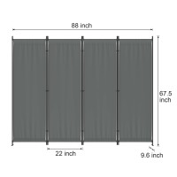 Morngardo Room Divider Folding Privacy Screens 4 Panel Room Partitions 88 Foldable Wall Dividers Portable Separating For H