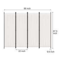 Morngardo Room Divider Folding Privacy Screens 4 Panel Room Partitions 88 Foldable Wall Dividers Portable Separating For H