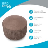 Birdrock Home Outdoor Pouf Ottoman Hand Woven Waterproof Foot Stool With Bead Bag Filling Boho Foot Rest For Patio Living R